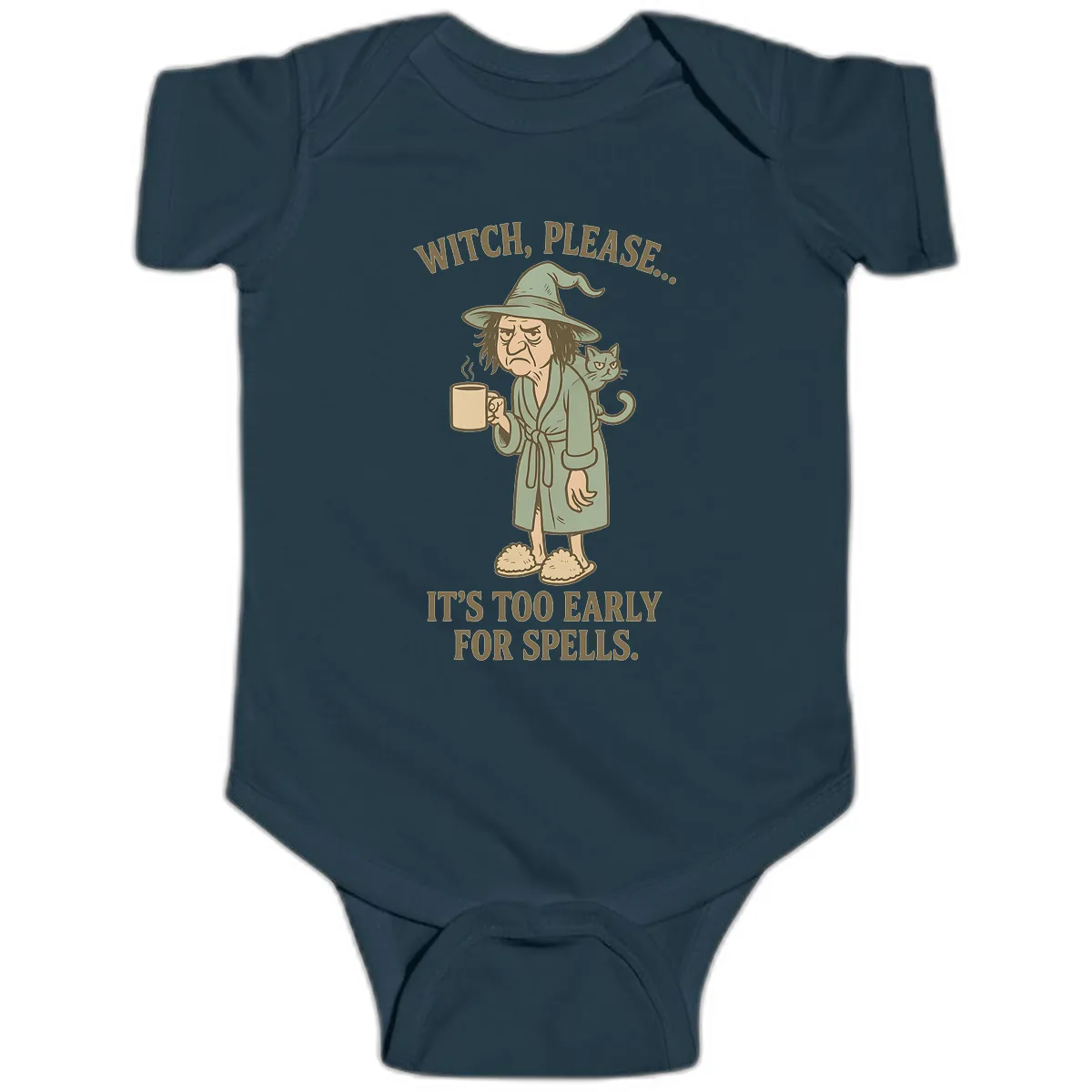 Witch, Please It's Too Early For Spells Baby Onesie in Navy