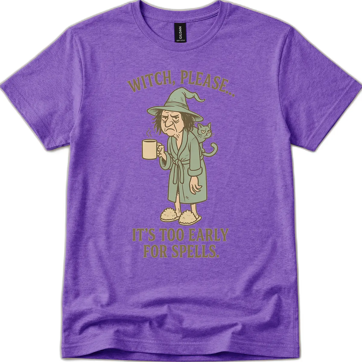 Witch, Please It's Too Early For Spells T-Shirt in Heather Purple