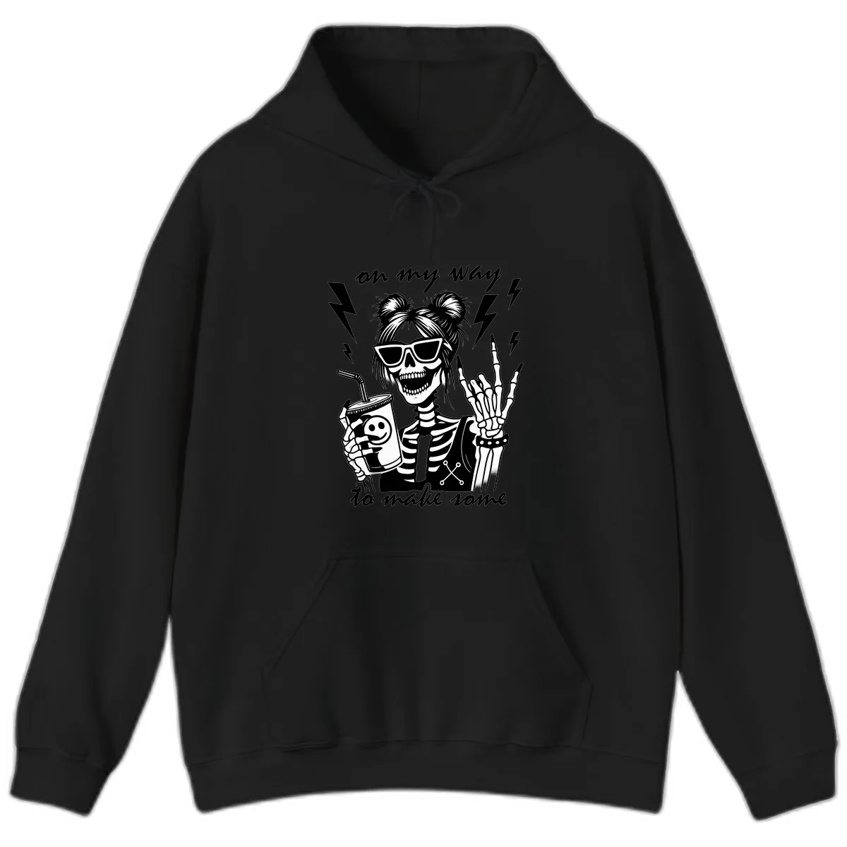 Skeleton Rocker On My Way To Make Some Hoodie in Black