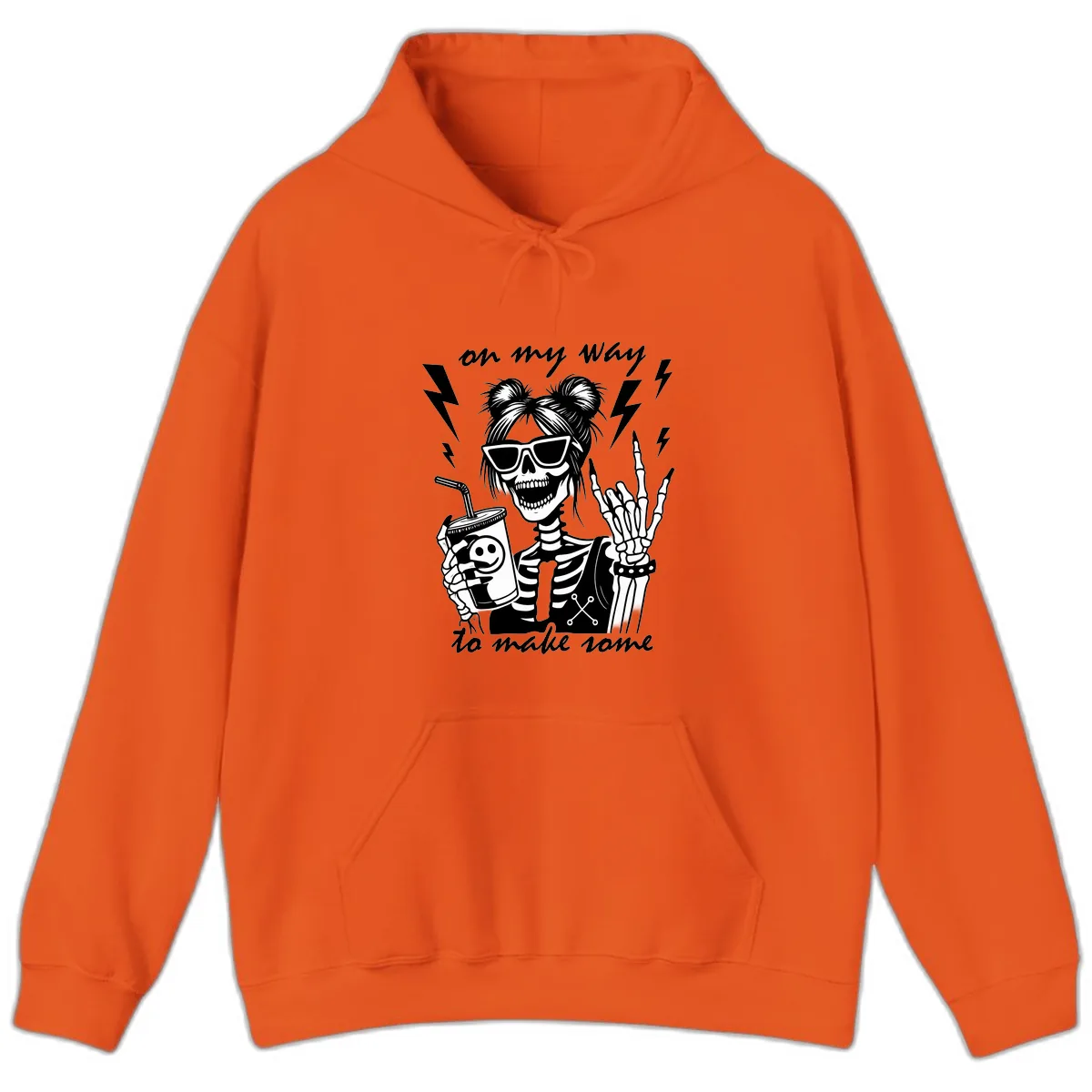 Skeleton Rocker On My Way To Make Some Hoodie in Orange