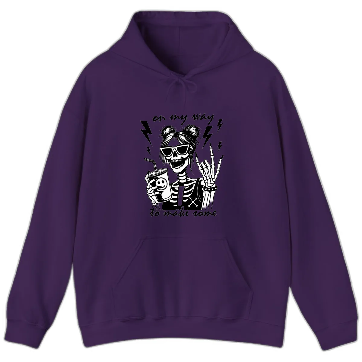 Skeleton Rocker On My Way To Make Some Hoodie in Purple