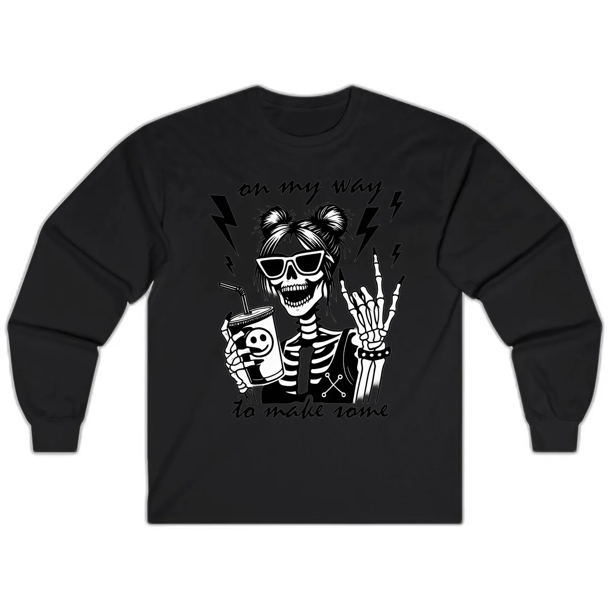 Skeleton Rocker On My Way To Make Some Long Sleeve in Black