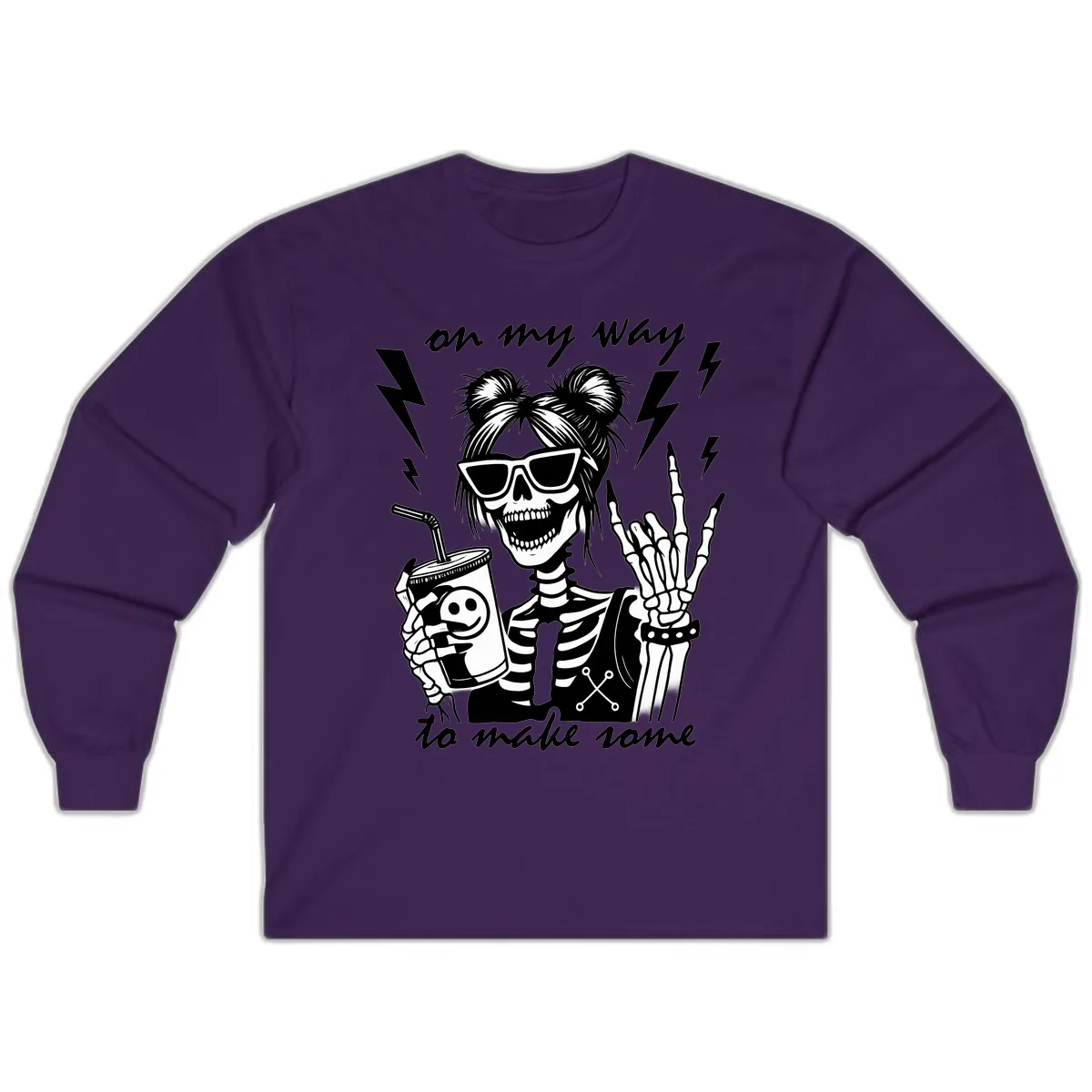Skeleton Rocker On My Way To Make Some Long Sleeve in Purple