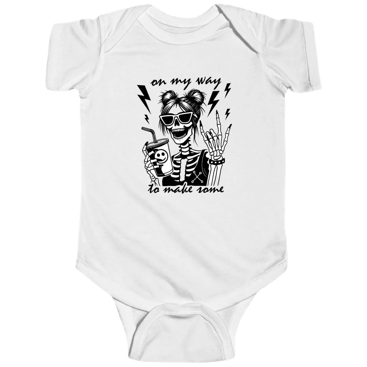 Skeleton Rocker On My Way To Make Some Baby Onesie in White