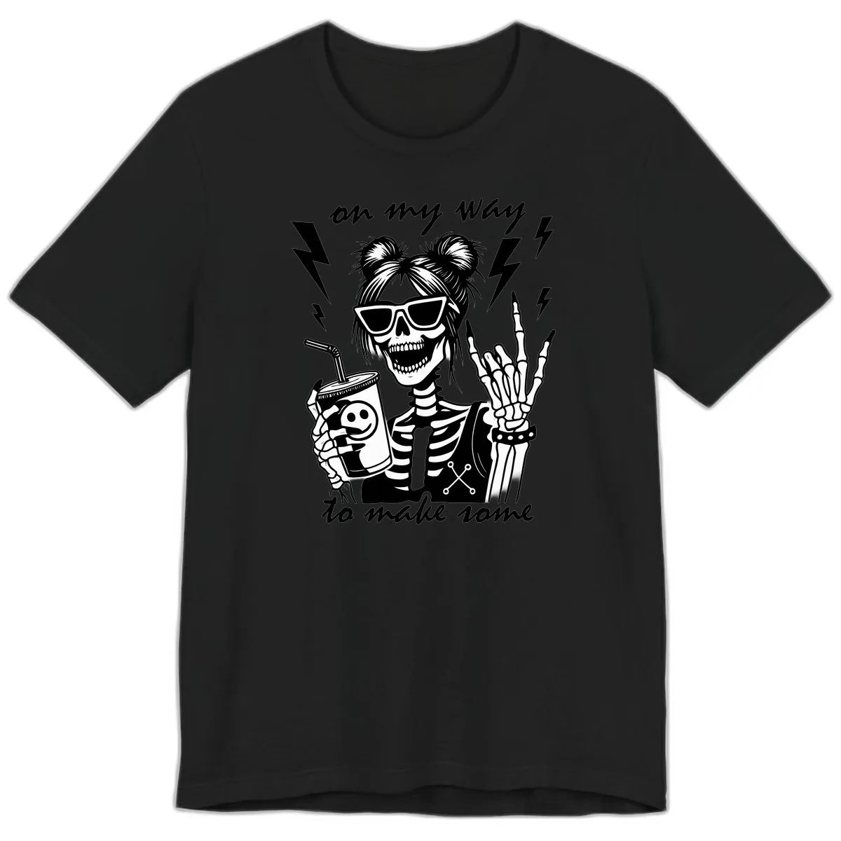 Skeleton Rocker On My Way To Make Some Premium T-Shirt in Black