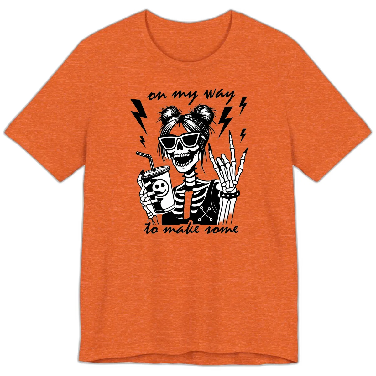 Skeleton Rocker On My Way To Make Some Premium T-Shirt in Heather Orange