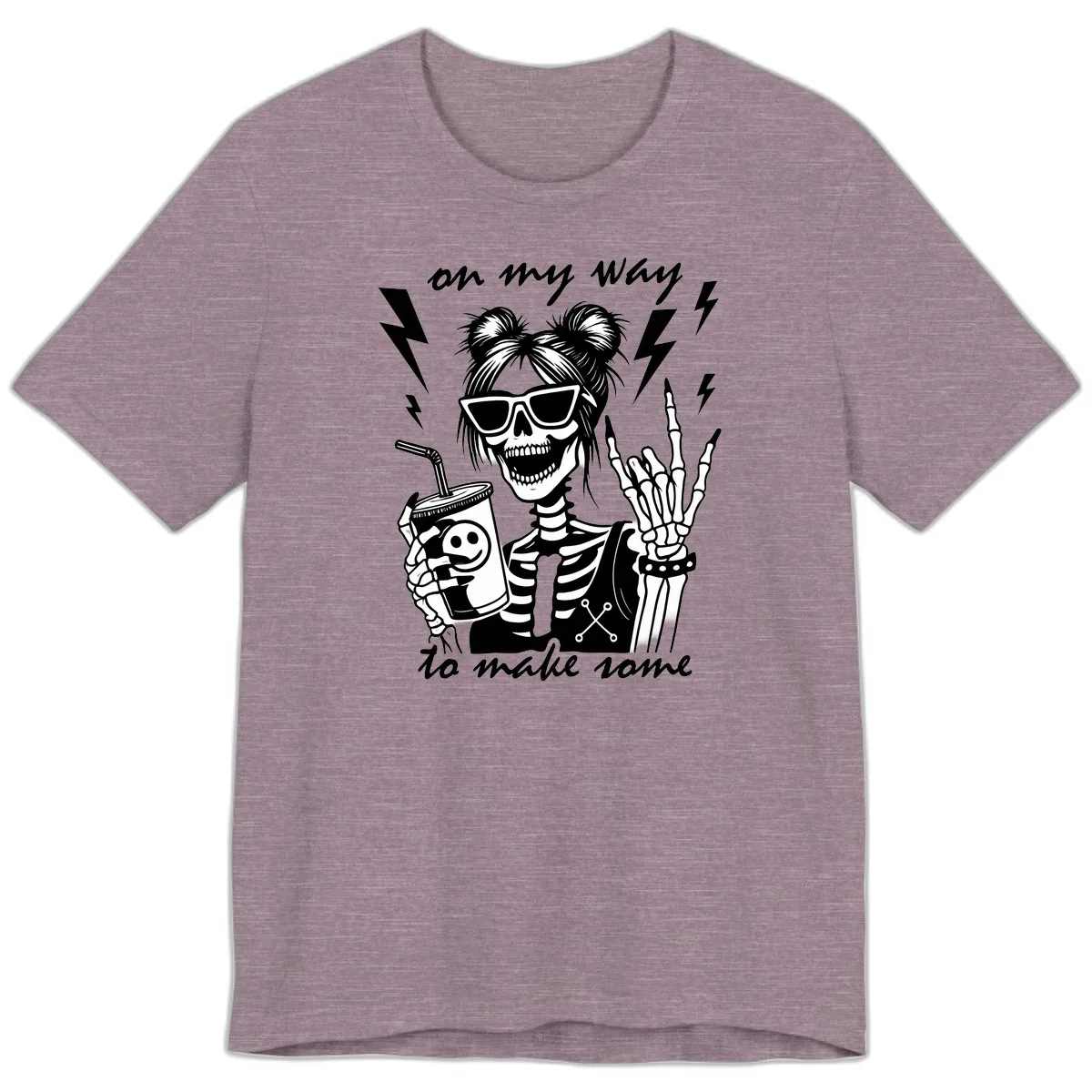 Skeleton Rocker On My Way To Make Some Premium T-Shirt in Heather Purple