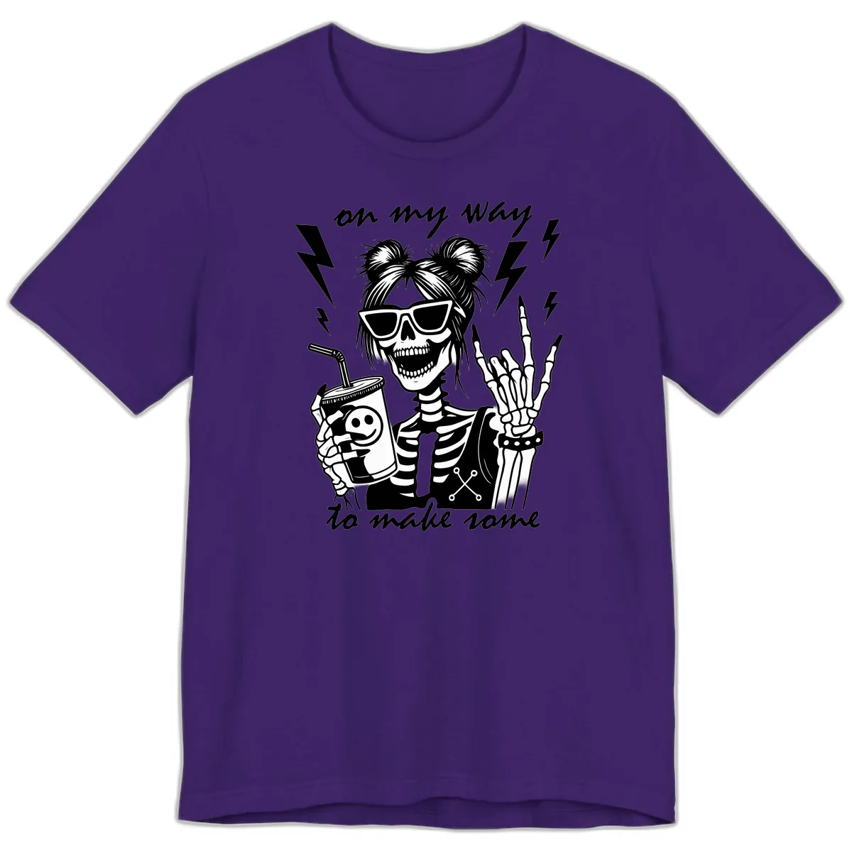 Skeleton Rocker On My Way To Make Some Premium T-Shirt in Team Purple