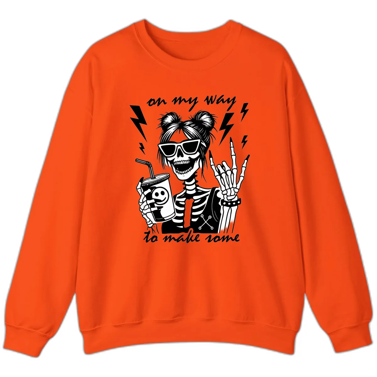 Skeleton Rocker On My Way To Make Some Sweatshirt in Orange