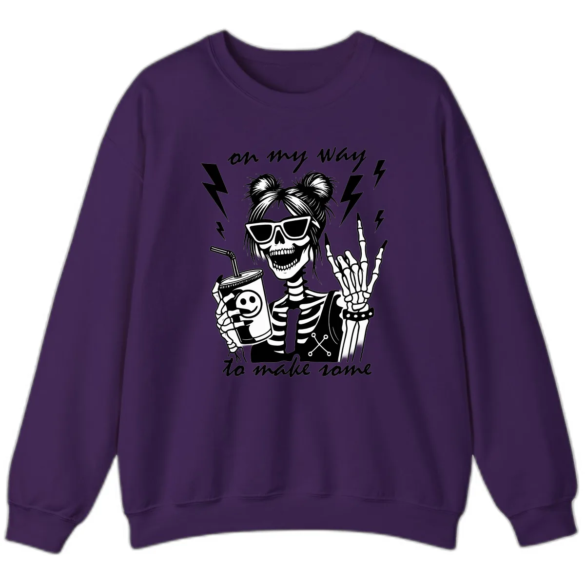 Skeleton Rocker On My Way To Make Some Sweatshirt in Purple