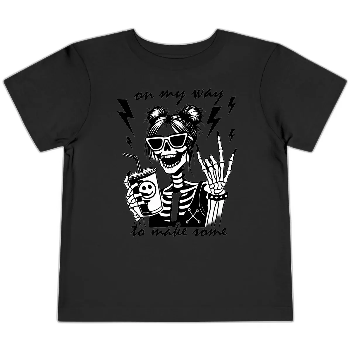 Skeleton Rocker On My Way To Make Some Toddler T-Shirt in Black