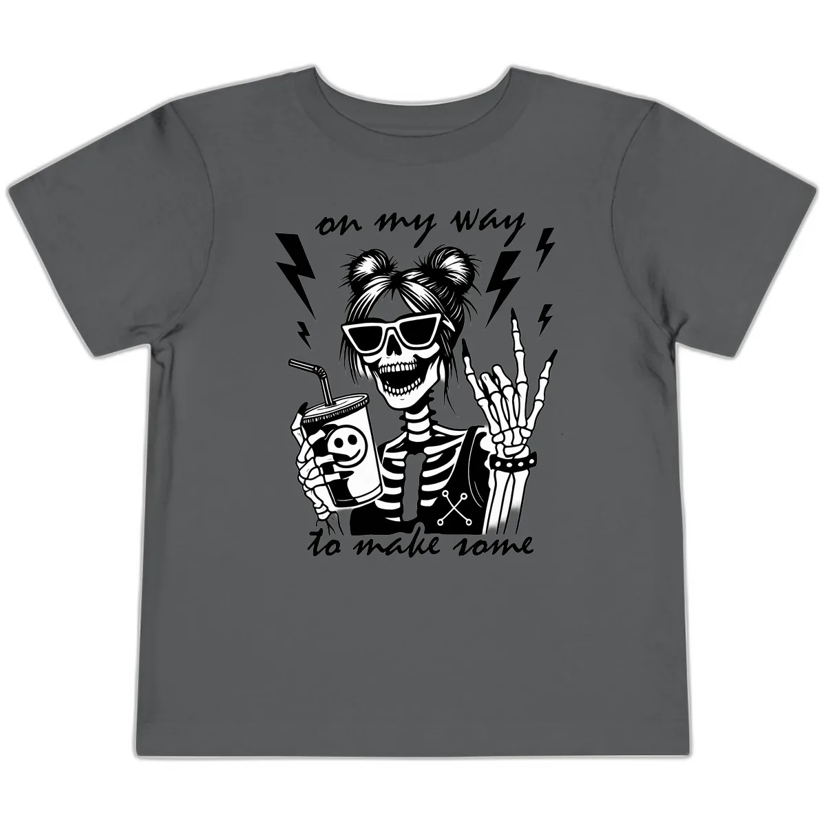Skeleton Rocker On My Way To Make Some Toddler T-Shirt in Asphalt