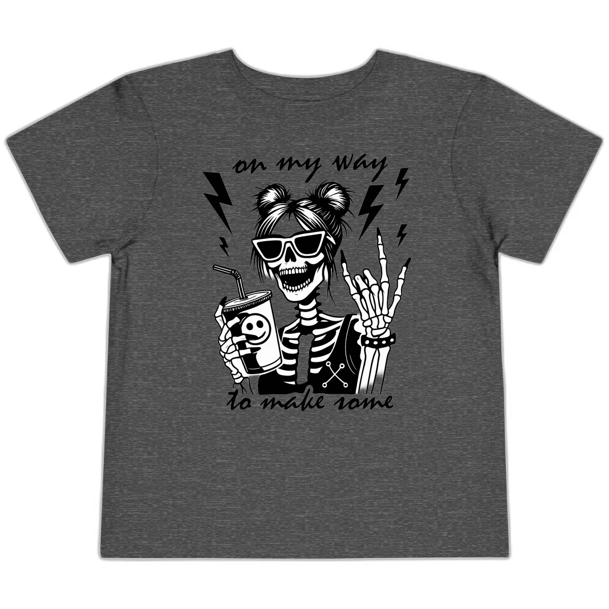 Skeleton Rocker On My Way To Make Some Toddler T-Shirt in Dark Heather Grey