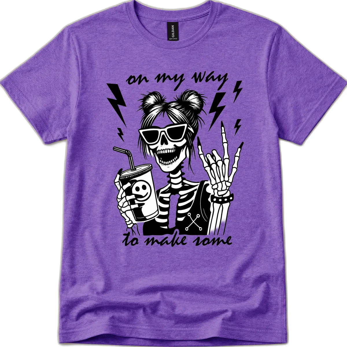 Skeleton Rocker On My Way To Make Some T-Shirt in Heather Purple