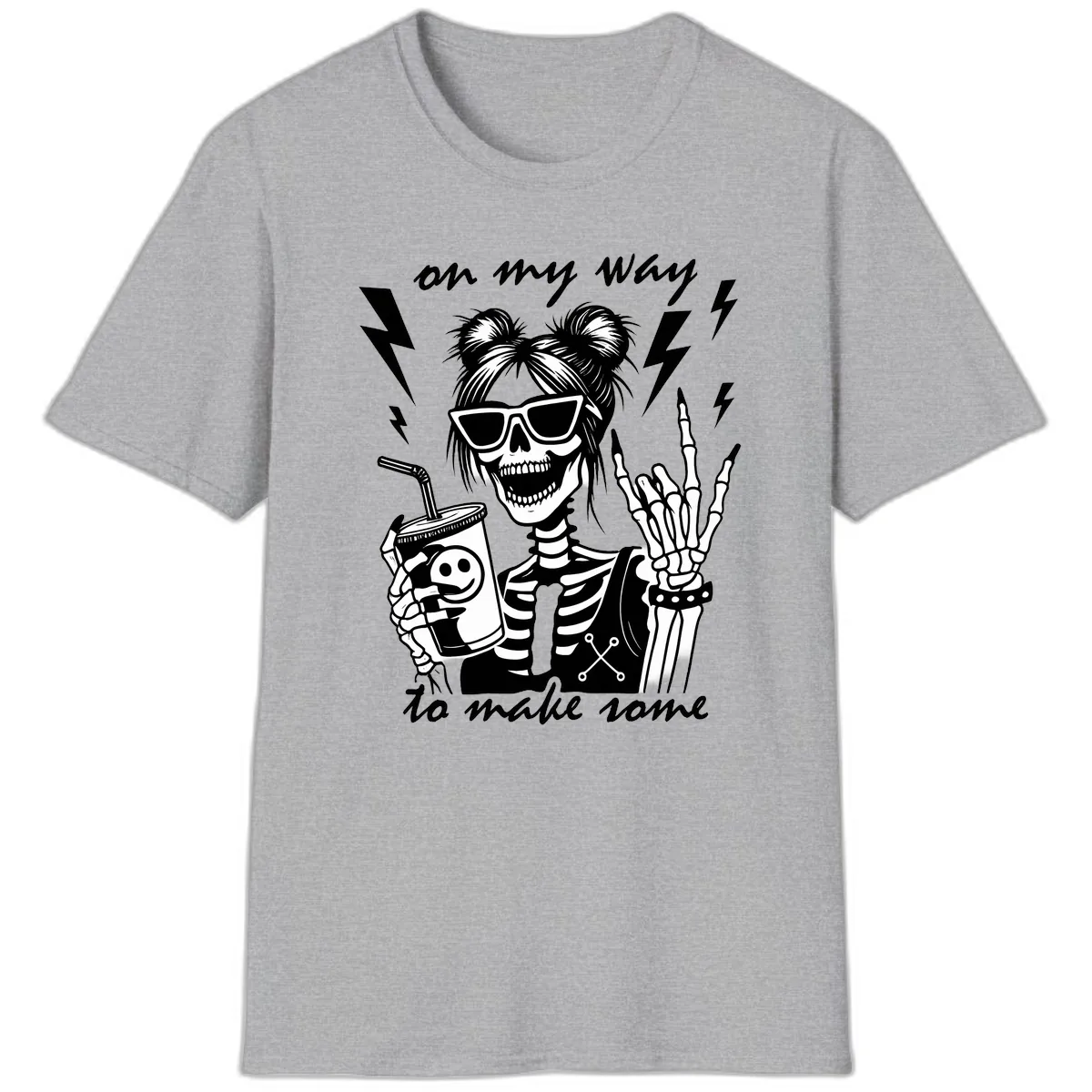 Skeleton Rocker On My Way To Make Some T-Shirt in Sport Grey