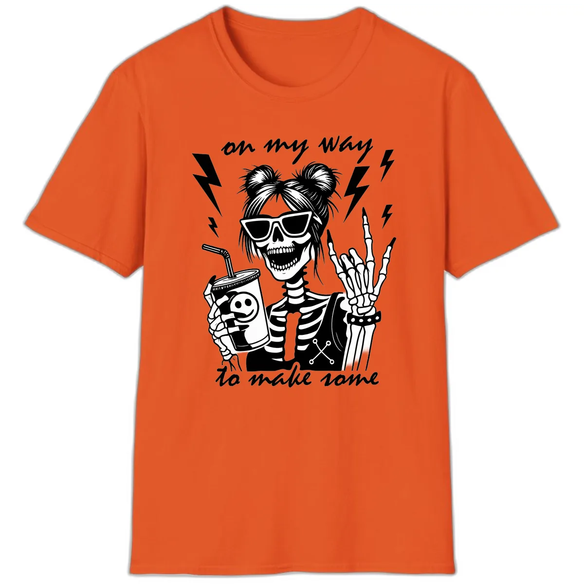 Skeleton Rocker On My Way To Make Some T-Shirt in Orange