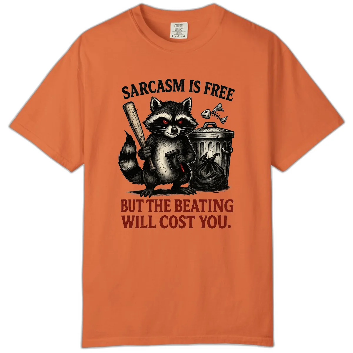 Sarcastic Raccoon Threat Comfort Color in Burnt Orange