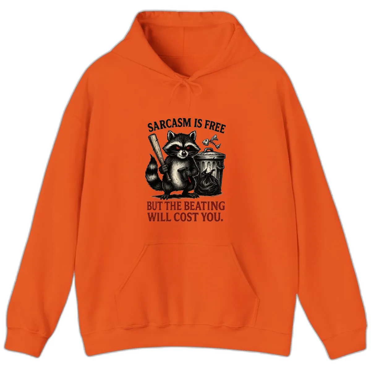 Sarcastic Raccoon Threat Hoodie in Orange