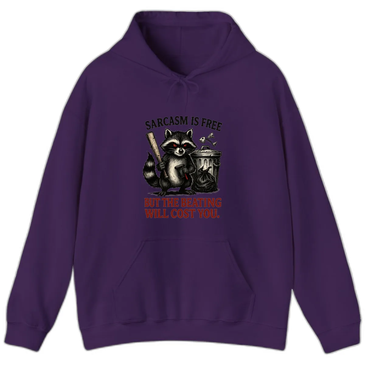 Sarcastic Raccoon Threat Hoodie in Purple
