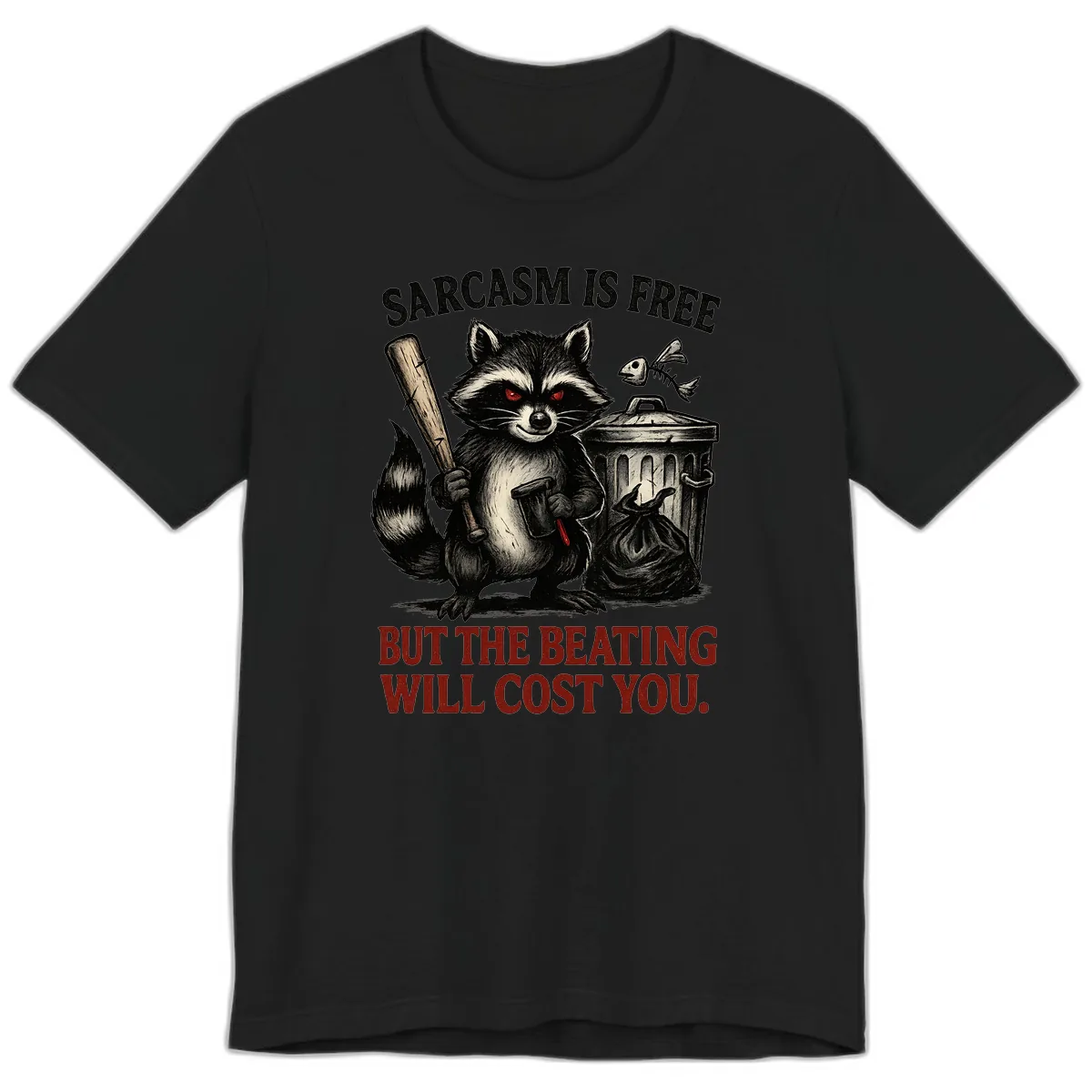 Sarcastic Raccoon Threat Premium T-Shirt in Black