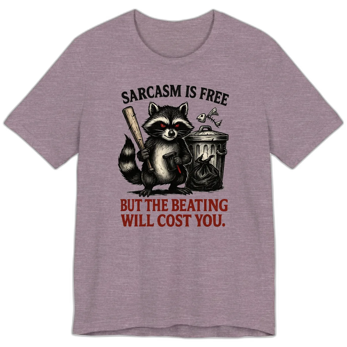 Sarcastic Raccoon Threat Premium T-Shirt in Heather Purple