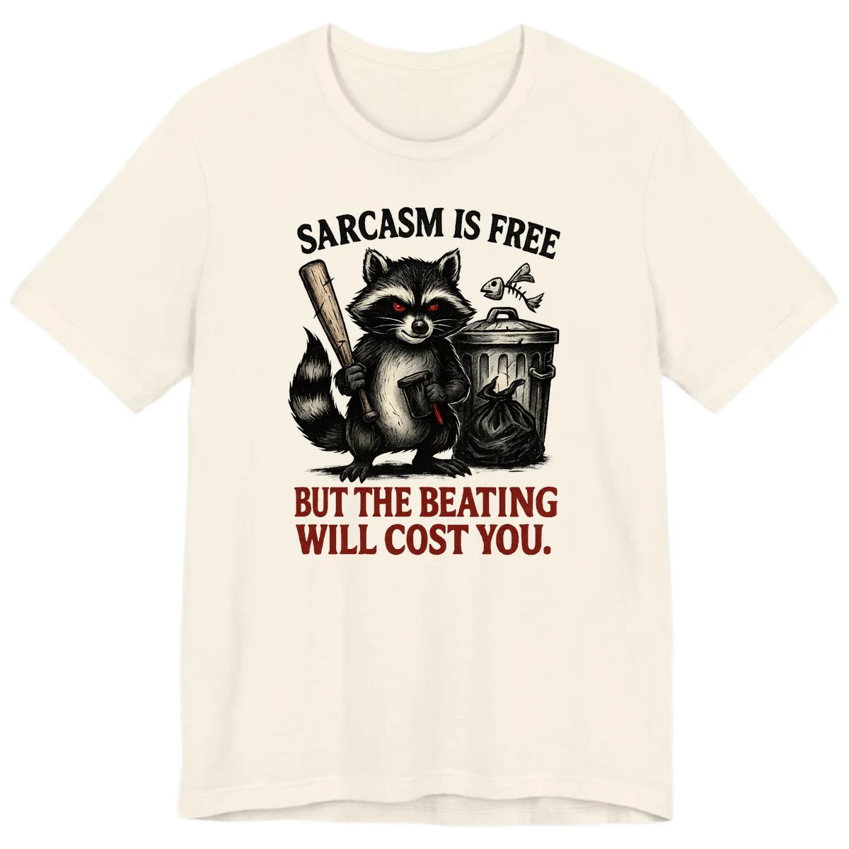 Sarcastic Raccoon Threat Premium T-Shirt in Natural