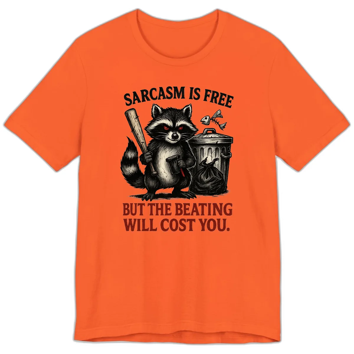 Sarcastic Raccoon Threat Premium T-Shirt in Orange