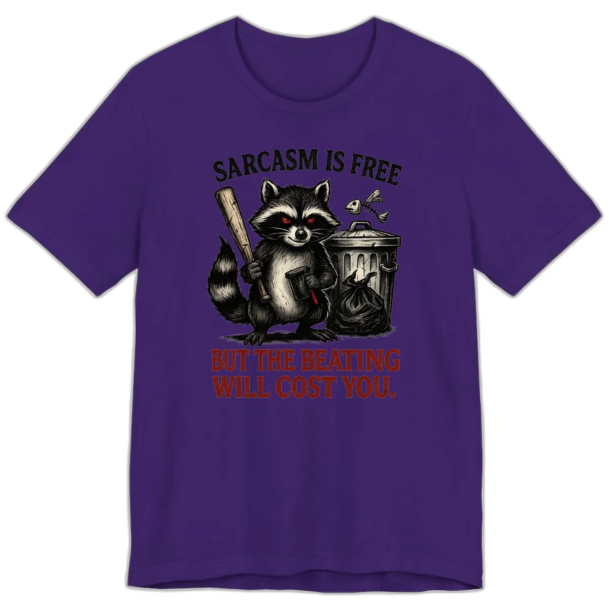Sarcastic Raccoon Threat Premium T-Shirt in Team Purple