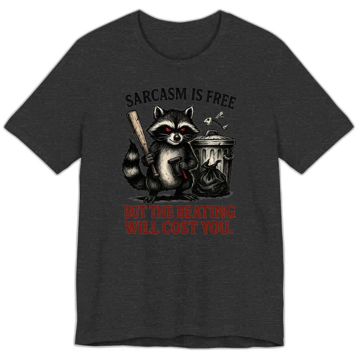 Sarcastic Raccoon Threat Premium T-Shirt in Dark Grey Heather