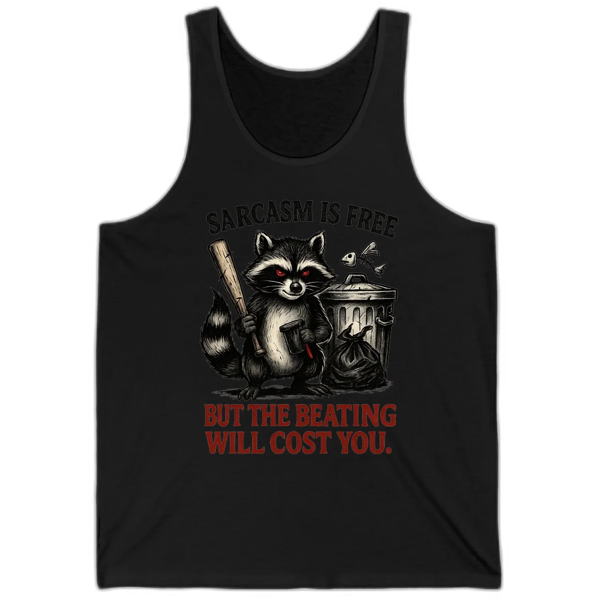 Sarcastic Raccoon Threat Tank in Black