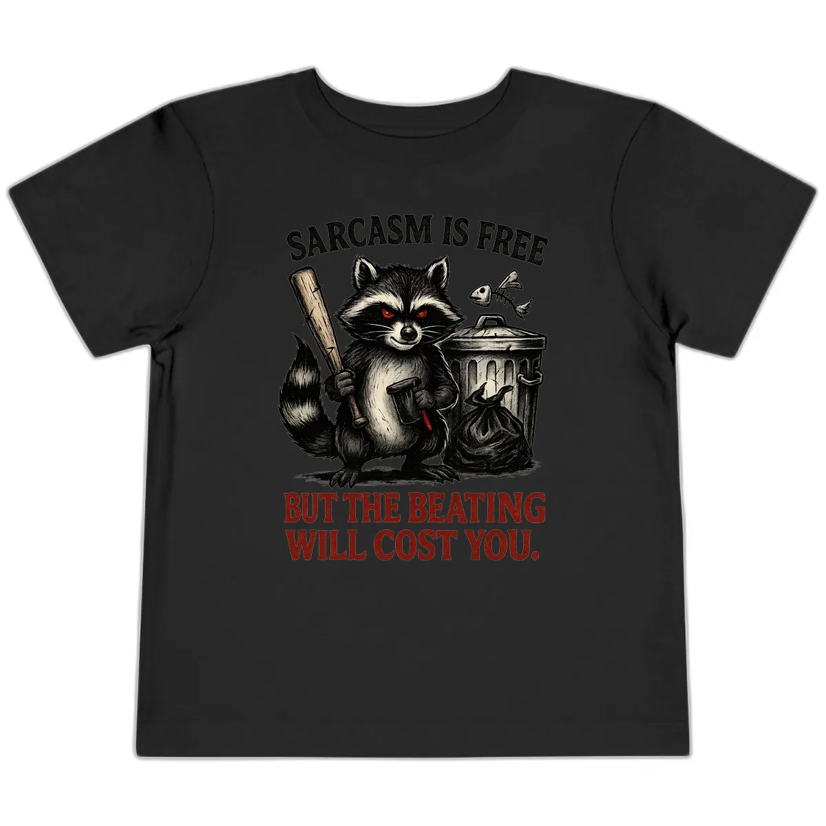 Sarcastic Raccoon Threat Toddler T-Shirt in Black