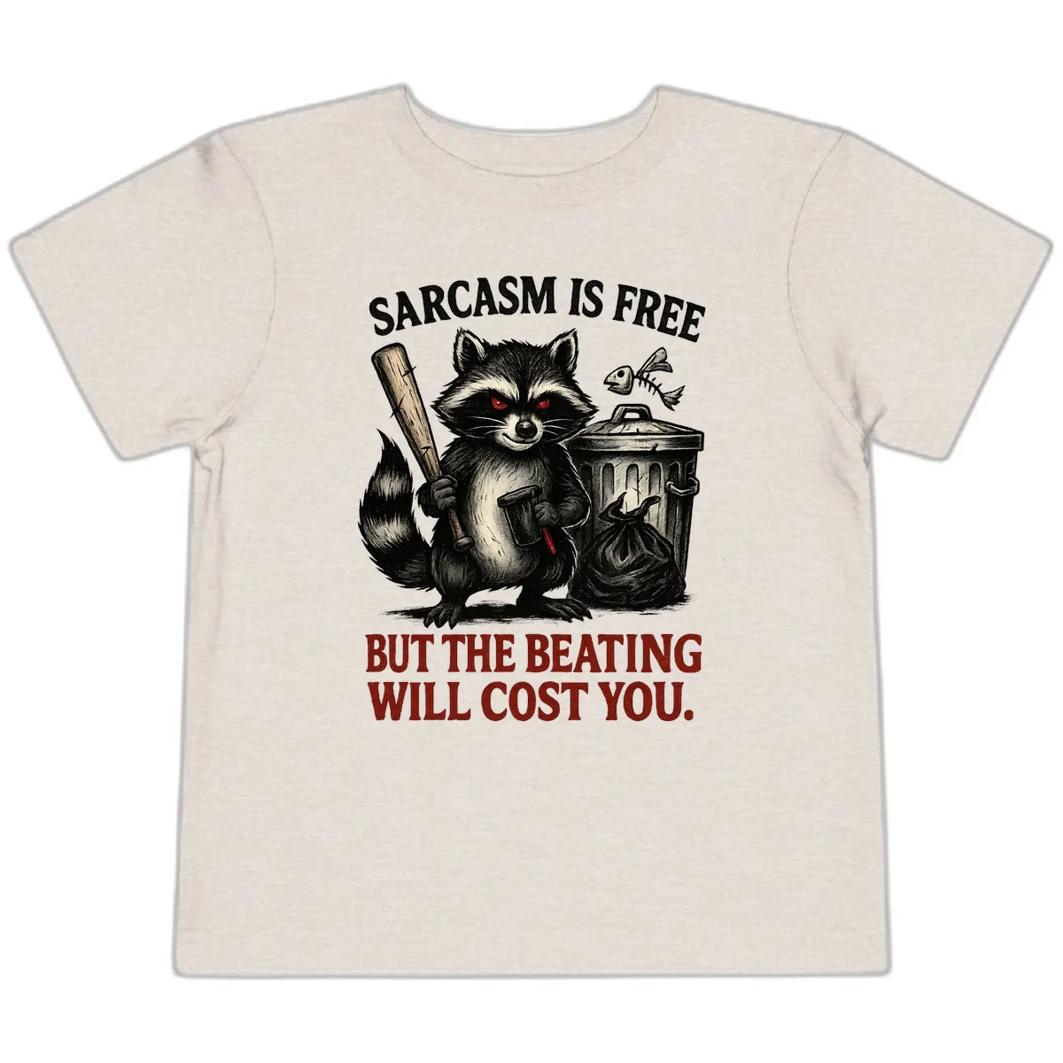 Sarcastic Raccoon Threat Toddler T-Shirt in Heather Dust