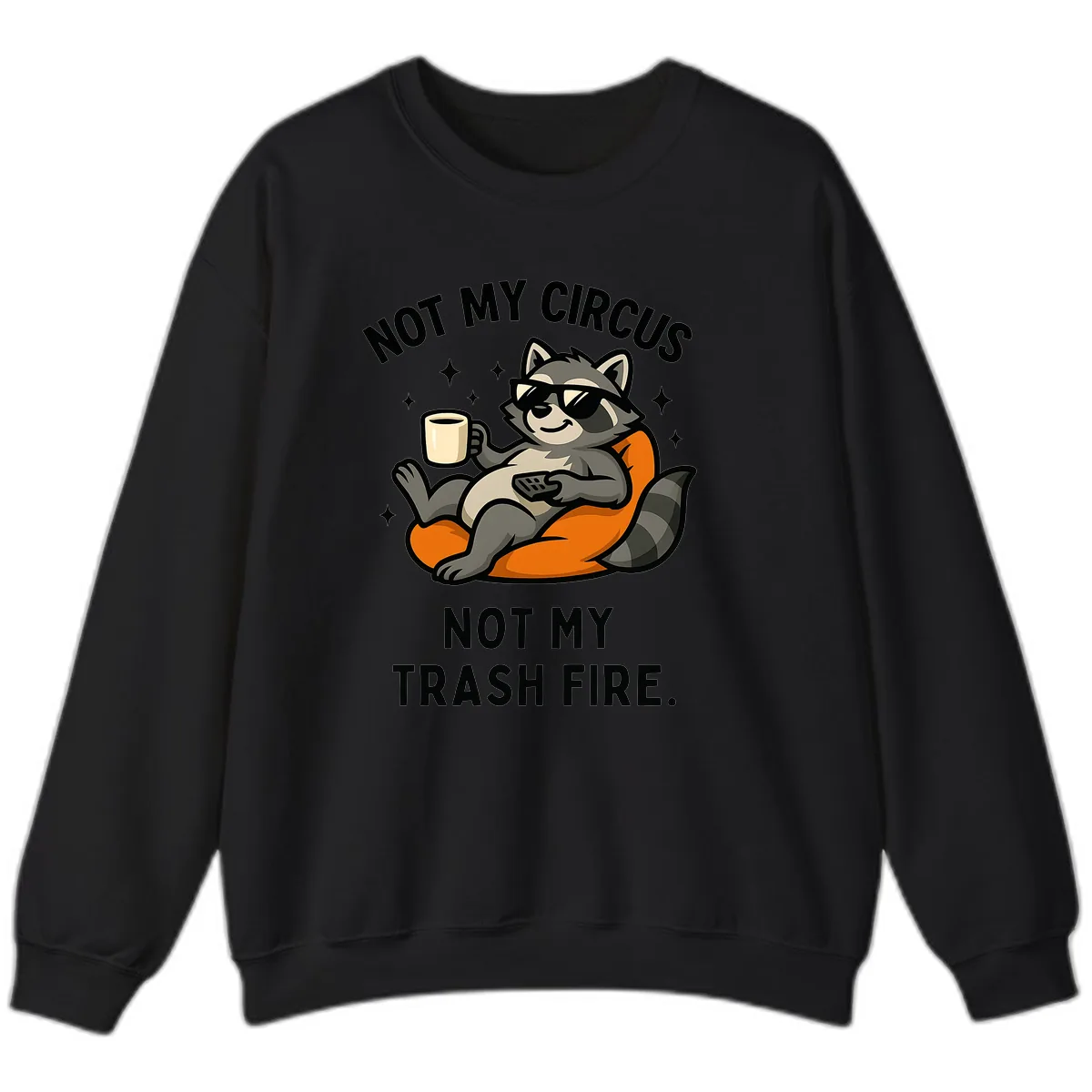 Not My Circus Trash Fire Raccoon Sweatshirt in Black
