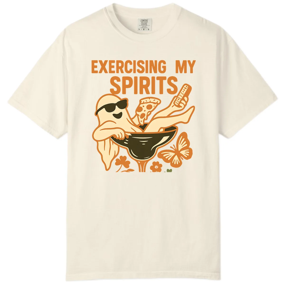 Exercising My Spirits Ghost Design Comfort Color in Ivory