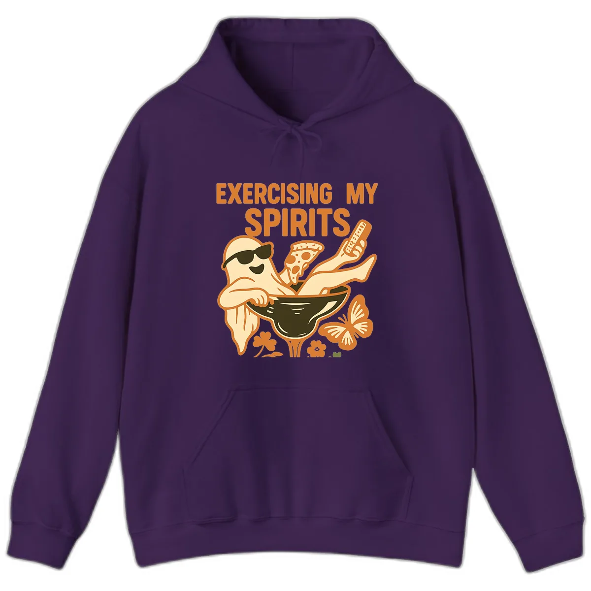 Exercising My Spirits Ghost Design Hoodie in Purple