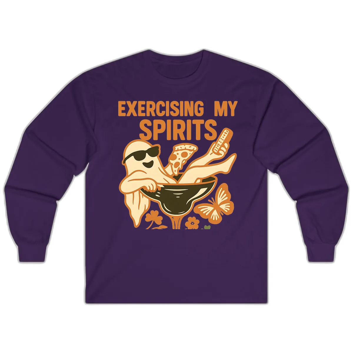 Exercising My Spirits Ghost Design Long Sleeve in Purple