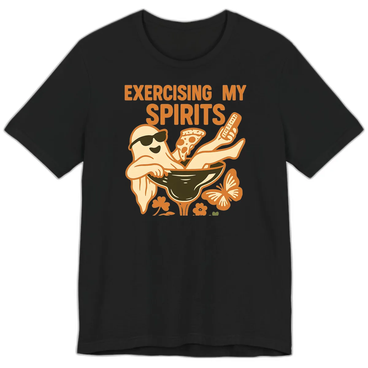 Exercising My Spirits Ghost Design Premium T-Shirt in Black