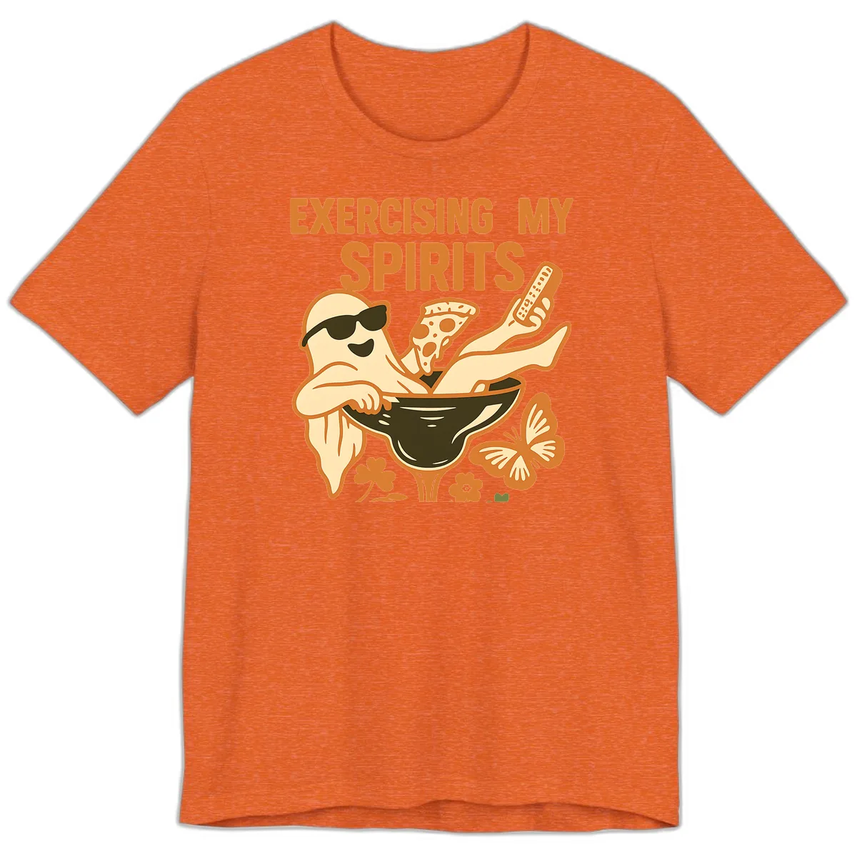Exercising My Spirits Ghost Design Premium T-Shirt in Heather Orange