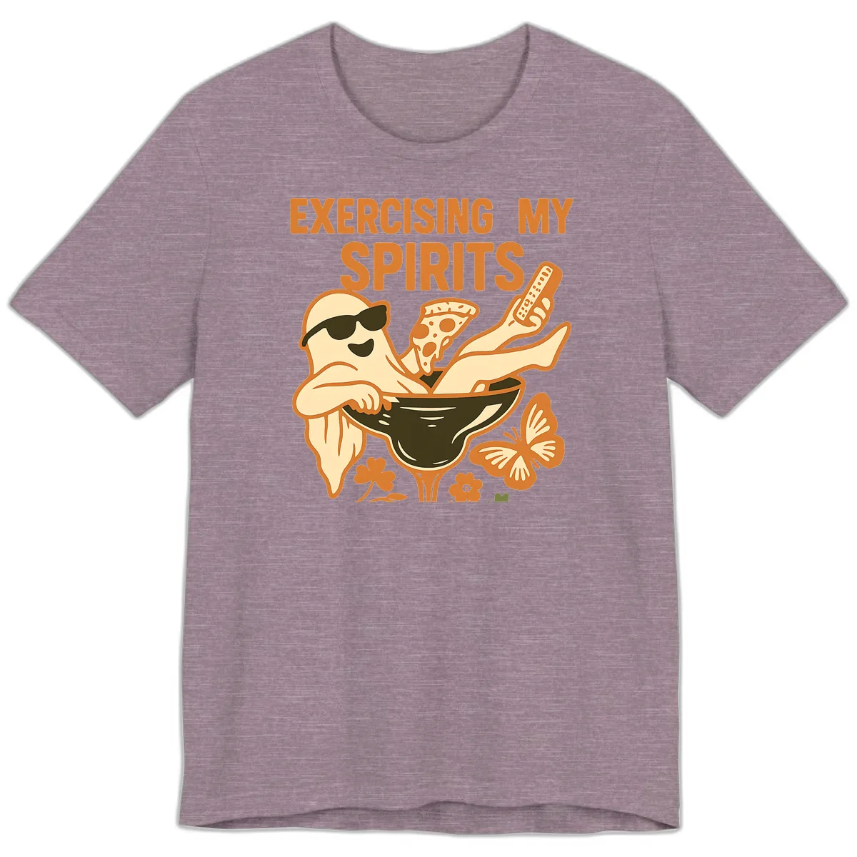 Exercising My Spirits Ghost Design Premium T-Shirt in Heather Purple