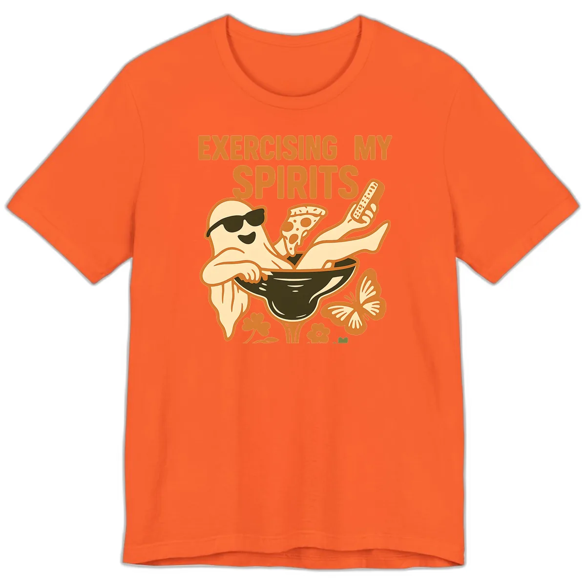 Exercising My Spirits Ghost Design Premium T-Shirt in Orange