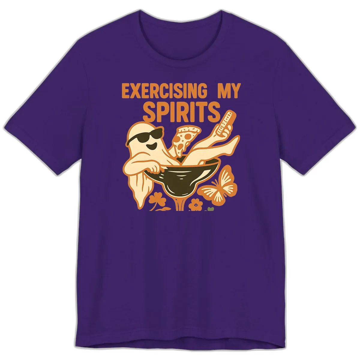 Exercising My Spirits Ghost Design Premium T-Shirt in Team Purple