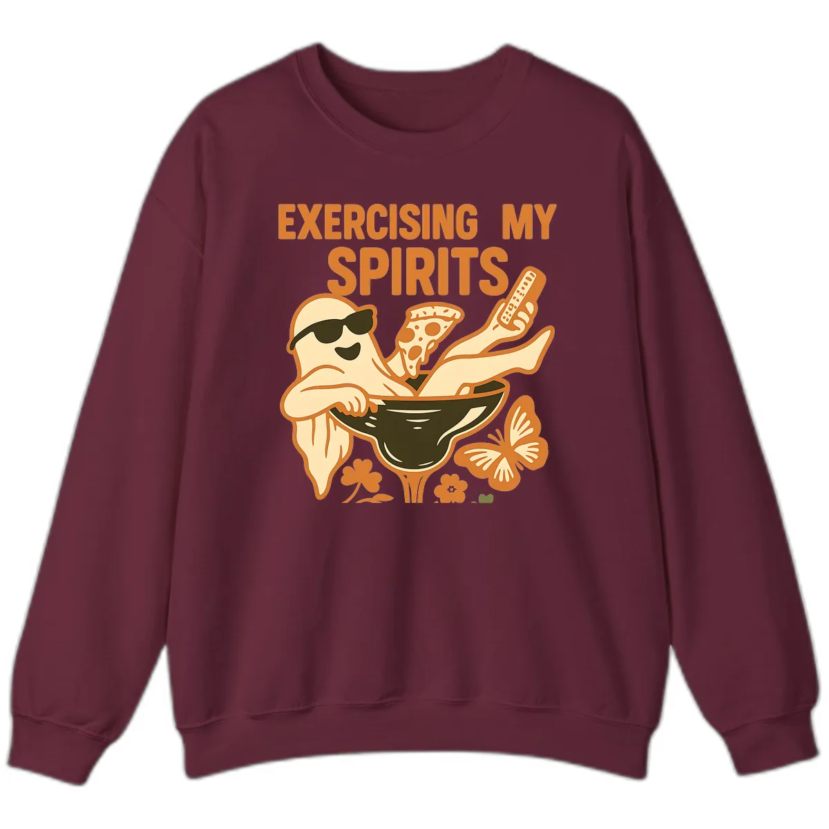 Exercising My Spirits Ghost Design Sweatshirt in Maroon