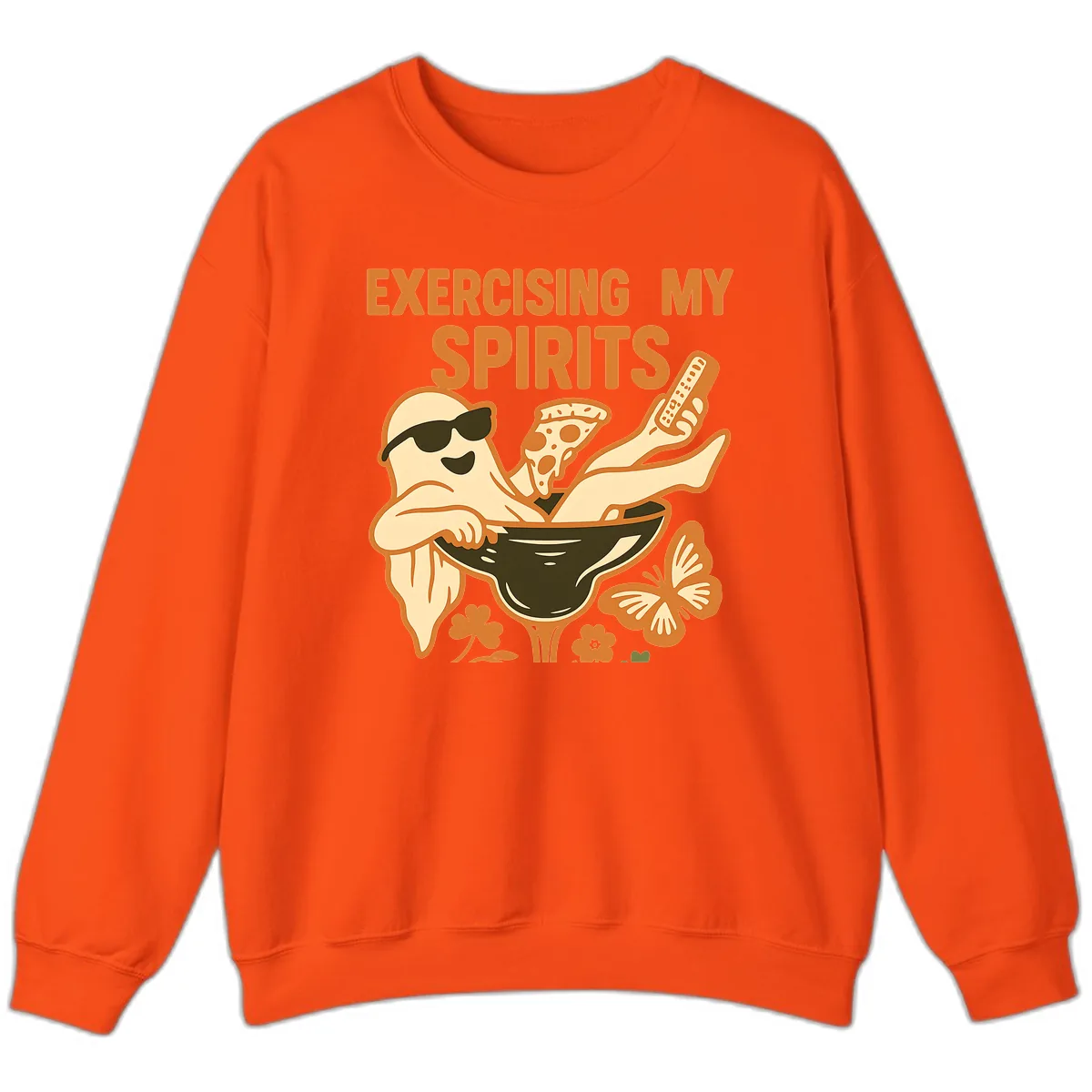 Exercising My Spirits Ghost Design Sweatshirt in Orange