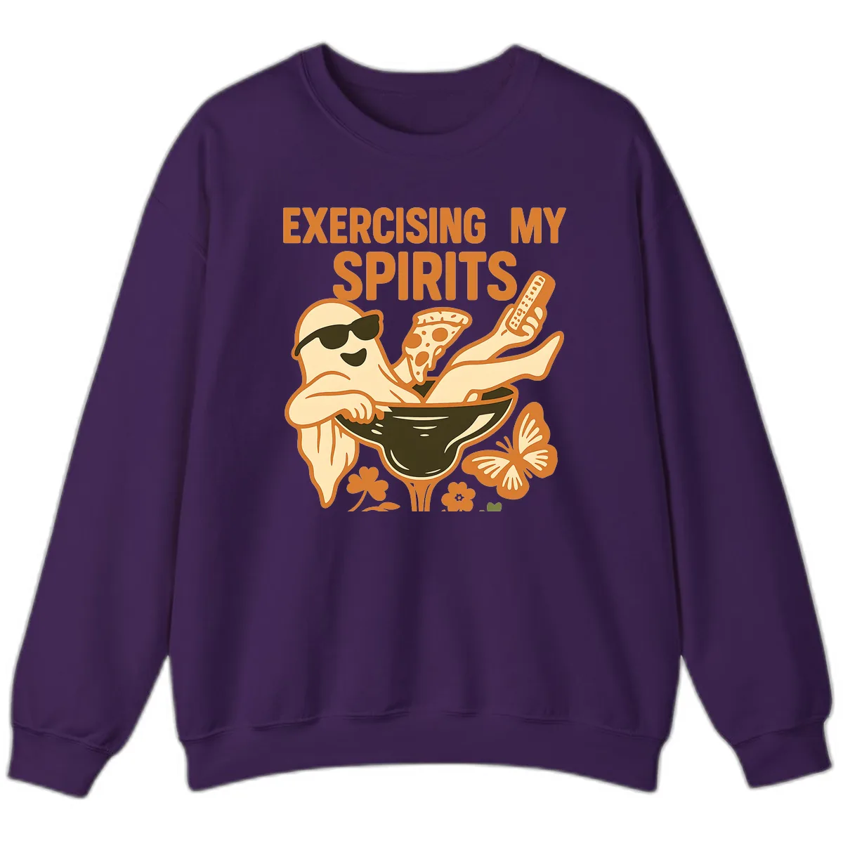 Exercising My Spirits Ghost Design Sweatshirt in Purple