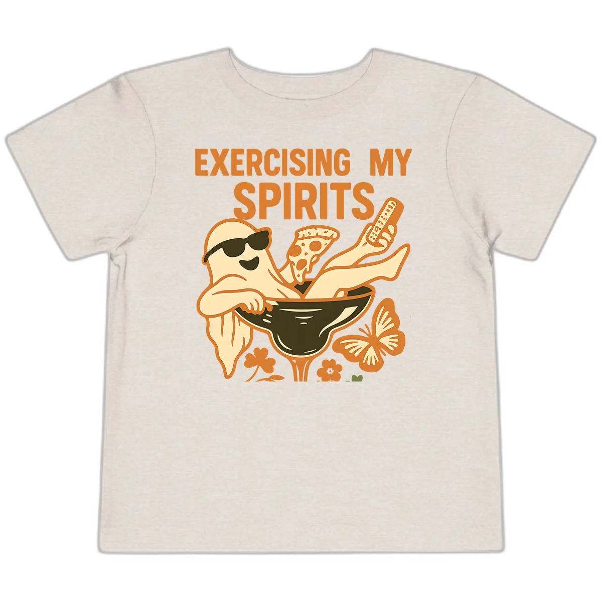Exercising My Spirits Ghost Design Toddler T-Shirt in Heather Dust