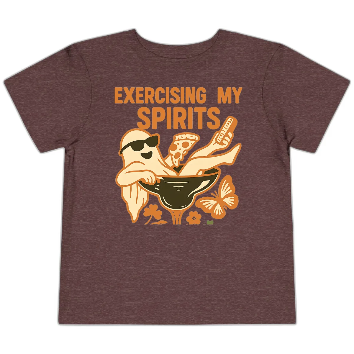 Exercising My Spirits Ghost Design Toddler T-Shirt in Heather Maroon