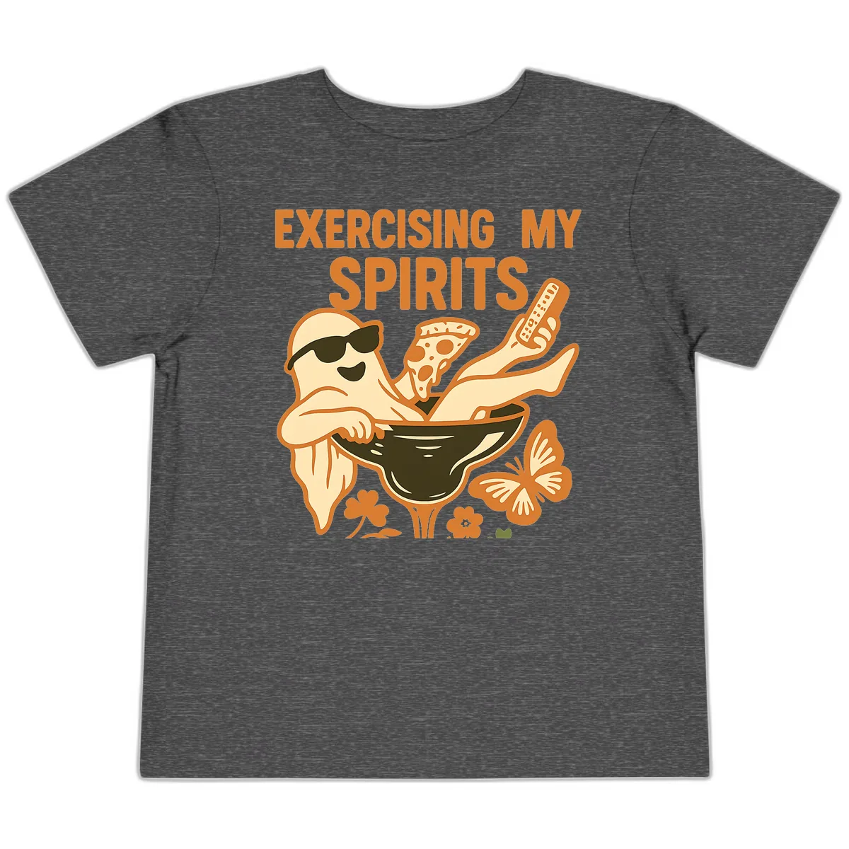 Exercising My Spirits Ghost Design Toddler T-Shirt in Dark Heather Grey