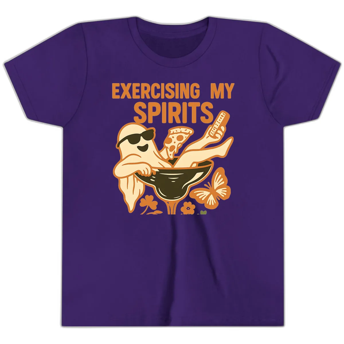 Exercising My Spirits Ghost Design Youth T-Shirt in Team Purple