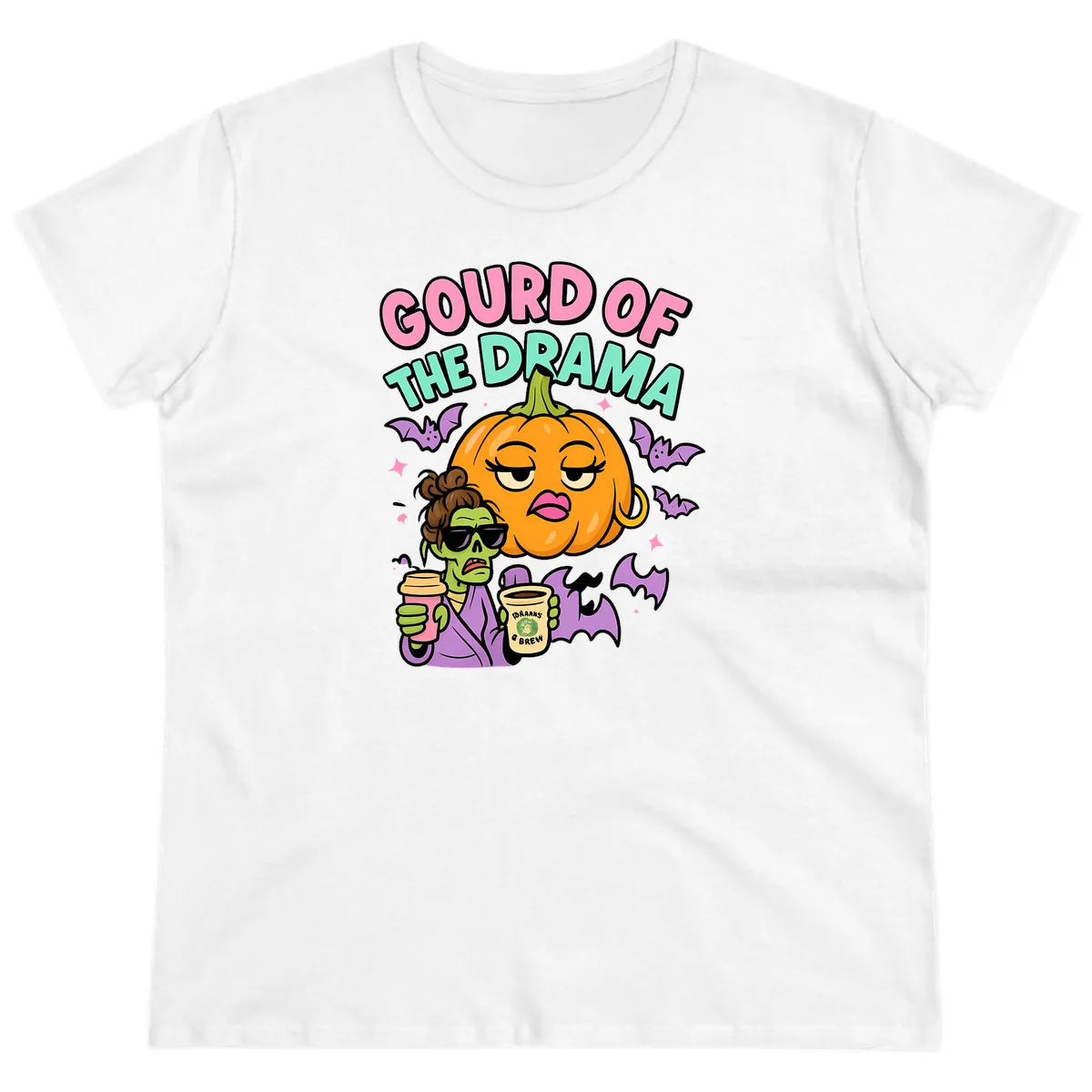 Gourd of the Drama Halloween Ladies Tee in White