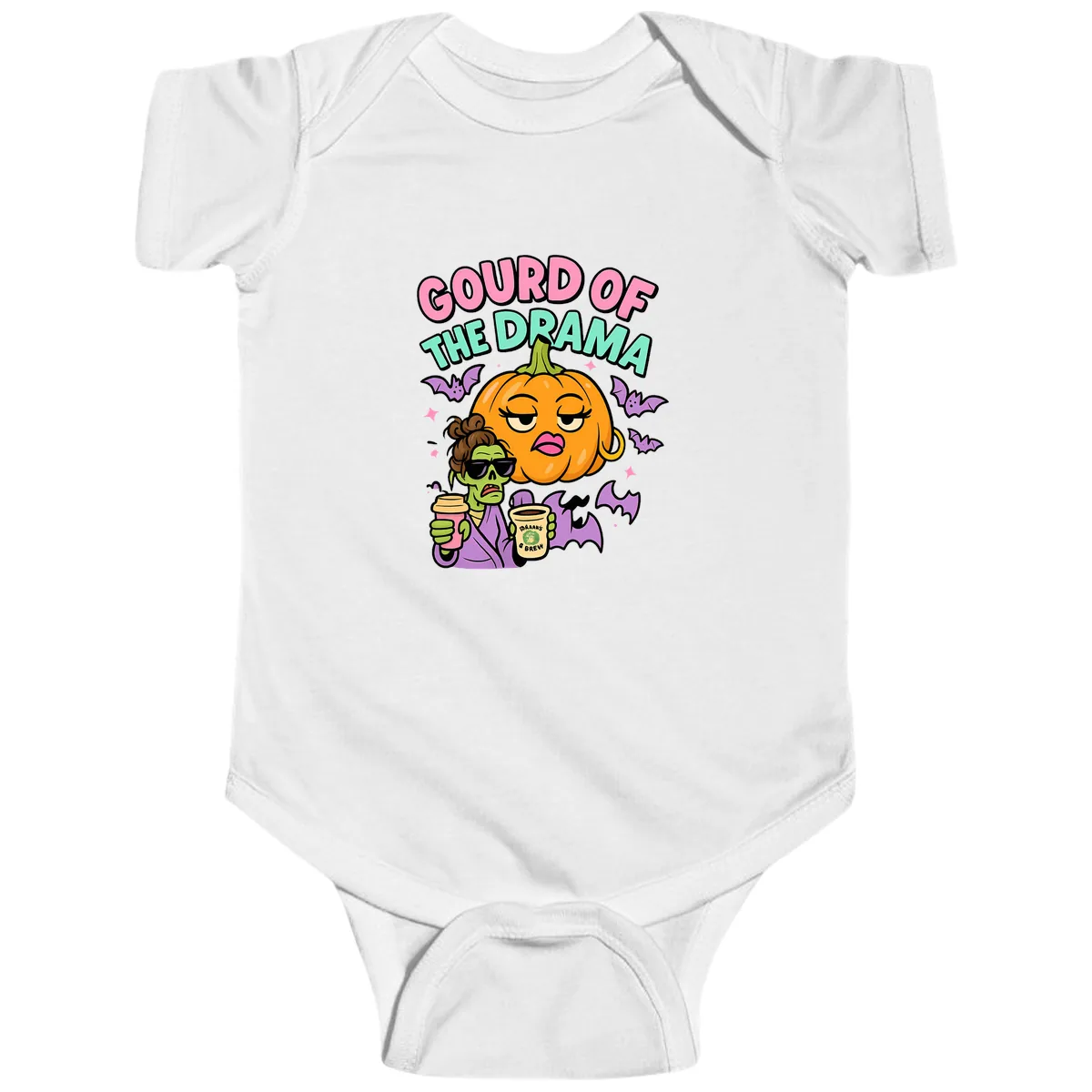 Gourd of the Drama Halloween Baby Onesie in White